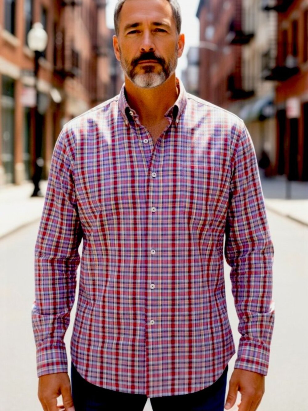 Alan Flusser Multicolor Plaid Long Sleeve Casual Button-Up Shirt Size L EUC